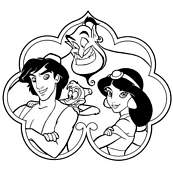 coloriage aladdin portrait entre amis